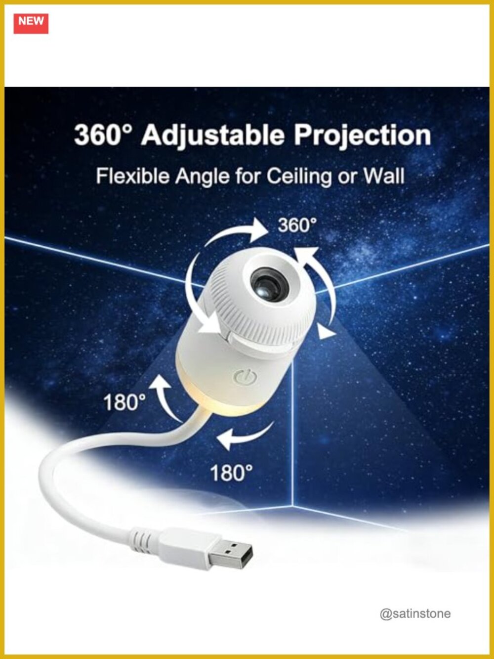2-in-1 Star Projector & Night Light with 12 Films, Touch Control, USB Powered - Picture 4 of 5